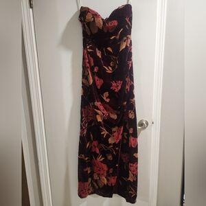 Lulus Velvet Floral Strapless Dress